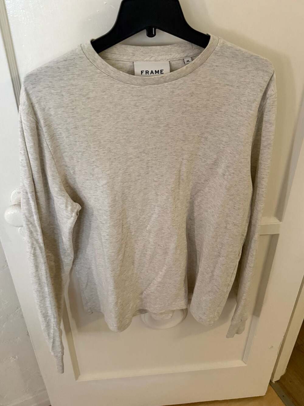 FRAME Long Sleeve Duofold Crew in Oatmeal Heather
